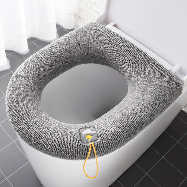 Thickened Toilet Seat Cushion | Washable Household Toilet Seat with Cartoon Handle Cover for Comfort & Style