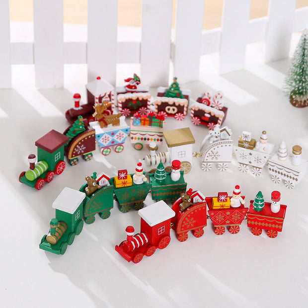 Weihnachtszug-Dekorationen aus Holz | Festliche Weihnachtszug-Dekoration und handgefertigte Holzornamente