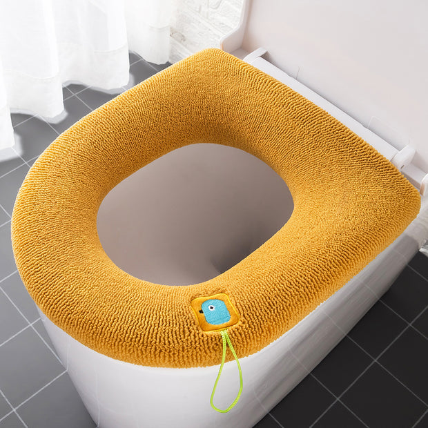 Thickened Toilet Seat Cushion | Washable Household Toilet Seat with Cartoon Handle Cover for Comfort & Style