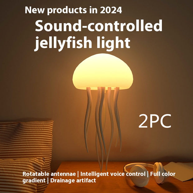 Quallen-Stimmungslampe – LED-Quallen-Nachtlicht, tragbare intelligente Tischlampe als Nachttisch- und Schreibtischdekoration