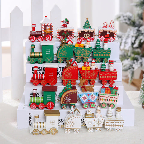 Wooden Christmas Train Decorations | Festive Holiday Train Décor & Handcrafted Wooden Ornaments