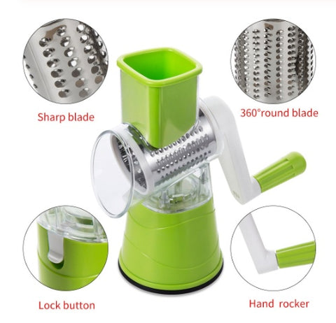 Hand Drum Rotary Grater | Manual Vegetable & Cheese Grater for Effortless Shredding and Slicing