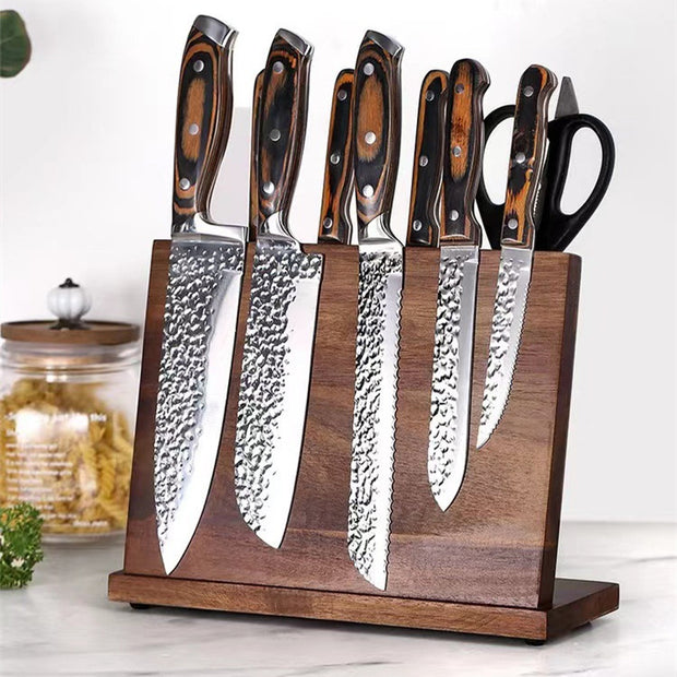 Solid Wood Magnetic Knife Holder | Multifunctional Kitchen Storage for Easy Access & Organization