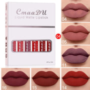 6 Boxes of Matte Non-Stick Cup Waterproof Lipstick