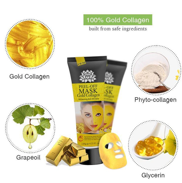 Gold Collagen Peel Off Mask | Anti-Aging, Hydrating, and Rejuvenating Face Mask for Glowing Skin