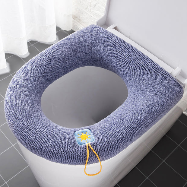 Thickened Toilet Seat Cushion | Washable Household Toilet Seat with Cartoon Handle Cover for Comfort & Style