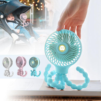 Octopus Deformed Folding Fan New USB Charging Mini Handheld Stroller Bed Small Fan Portable - DE ZEN