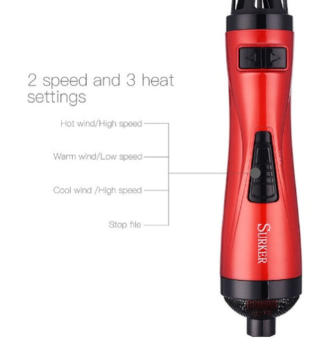Professional Hair Dryer & Rotary Brush | 2-in-1 Multifunction Hair Curler & Curling Iron Wand Styling Tool