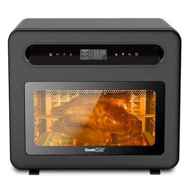 Geek Chef Steam Air Fryer Toast Oven Combo , 26 QT Steam Convection Oven Countertop , 50 Cooking Presets, With 6 Slice Toast, 12 In Pizza, Black Stainless Steel. Prohibited From Listing On Amazon - DE ZEN