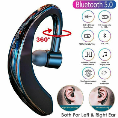 Bluetooth 5.0 Earpiece Driving Trucker Wireless Headset Earbuds Noise Cancelling - DE ZEN