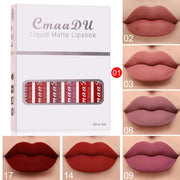 6 Boxes of Matte Non-Stick Cup Waterproof Lipstick