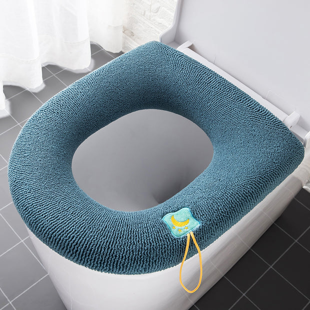 Thickened Toilet Seat Cushion | Washable Household Toilet Seat with Cartoon Handle Cover for Comfort & Style